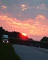 Great Ball of Fire Semi Truck Sun at dusk Ecard