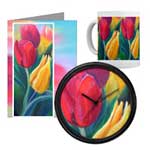 Tulip clocks cups and cards